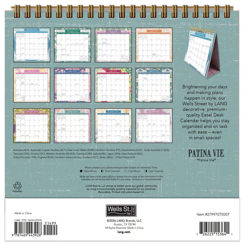 Wells St. 2027 Mini Easel Desk Calendar