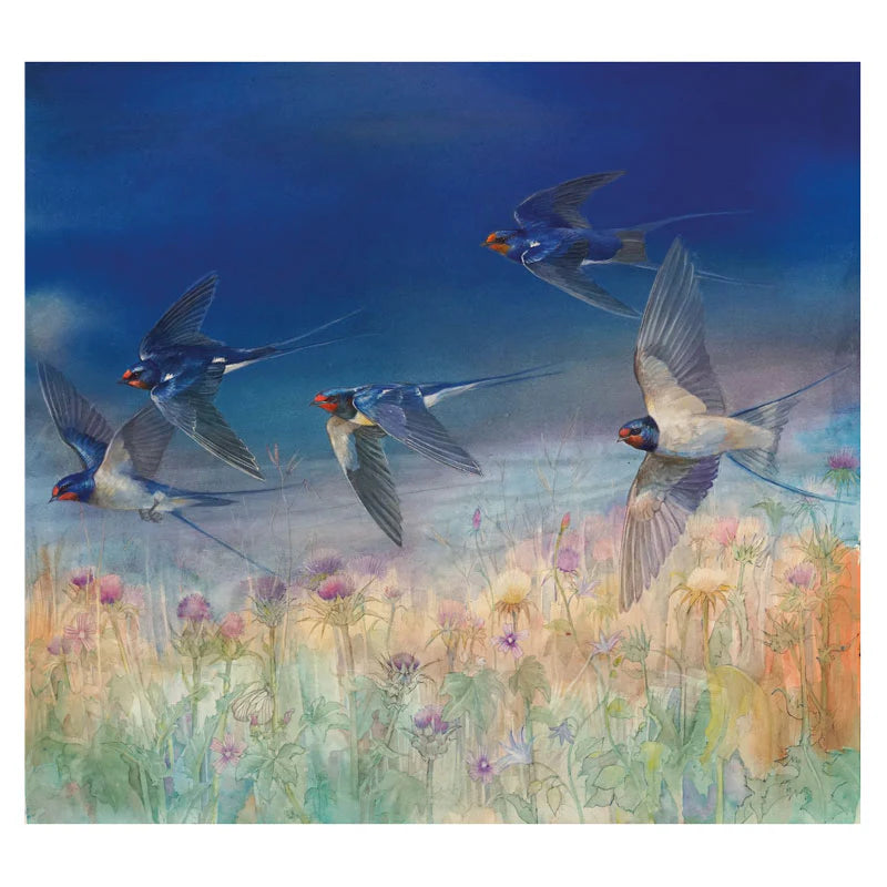 Evening Swallows - Dry Red Press Greeting Card