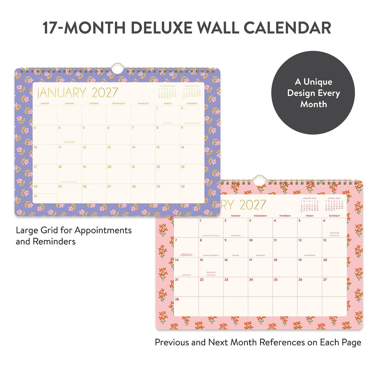 2027 Secret Garden Deluxe Wall Calendar - Orange Circle Studio