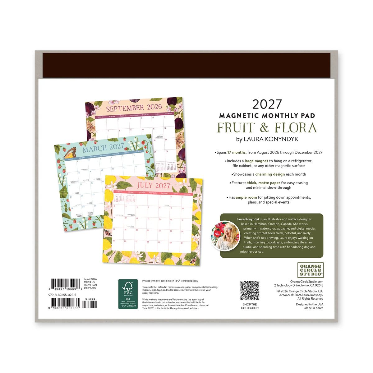 2027 Fruit & Flora Magnetic Monthly Pad - Orange Circle Studio