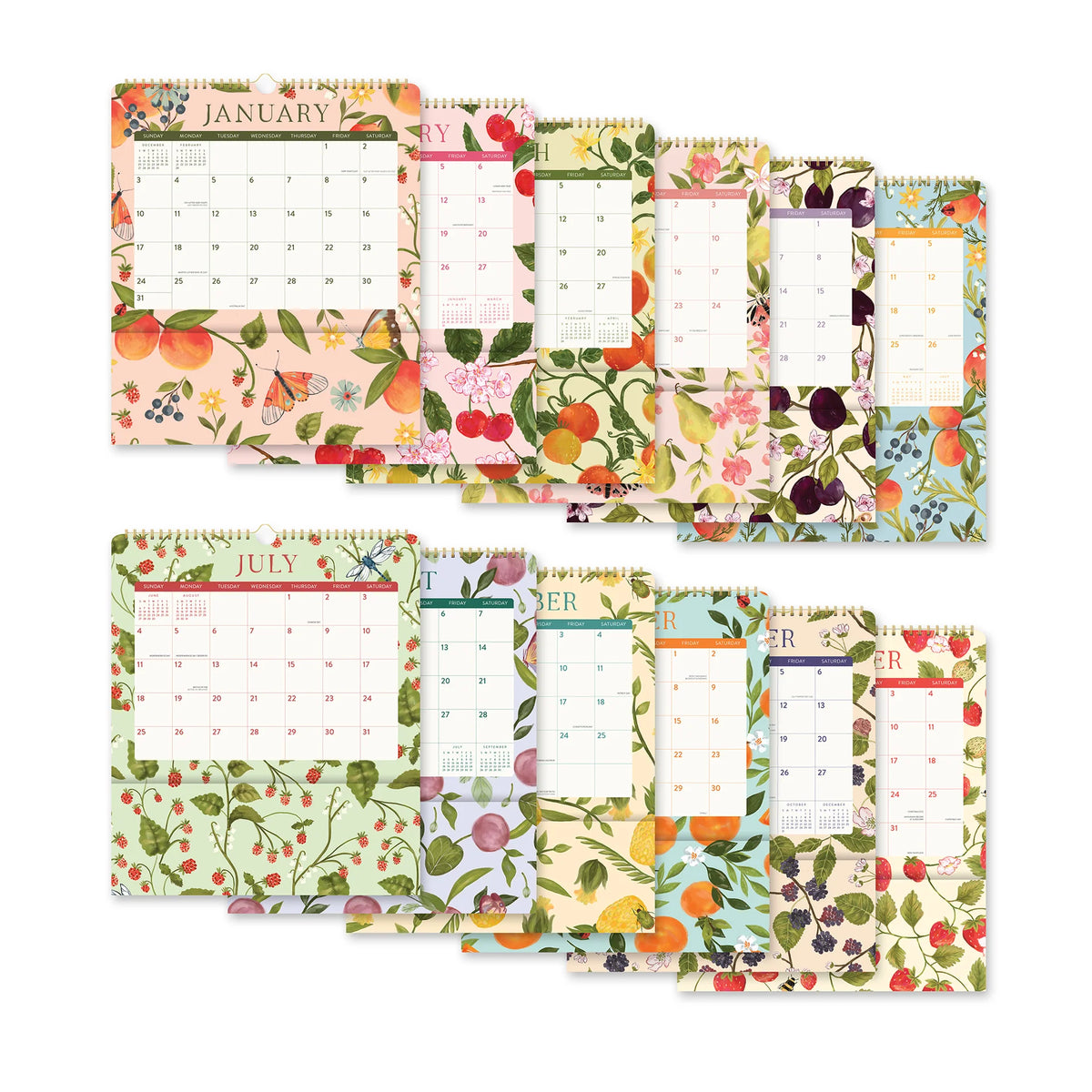 2027 Fruit & Flora Pockets Plus Wall Calendar - Orange Circle Studio