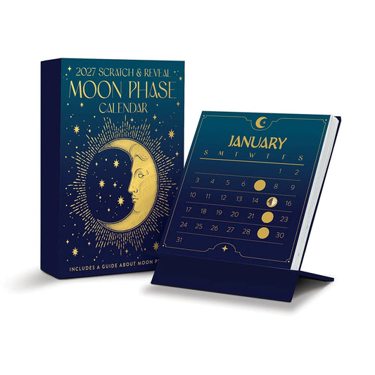 2027 Moon Phases Scratch & Reveal Desk Calendar - Orange Circle Studio