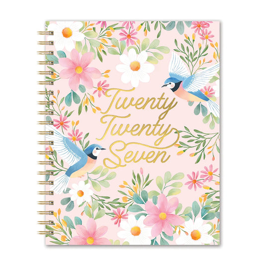 2027 Birds & Blooms Extra-Large Spiral Planner - Orange Circle Studio