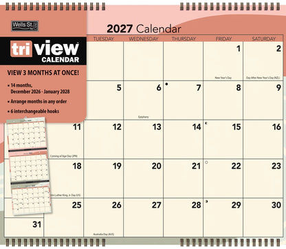 Wells St. 2027 Focused Tri View Calendar