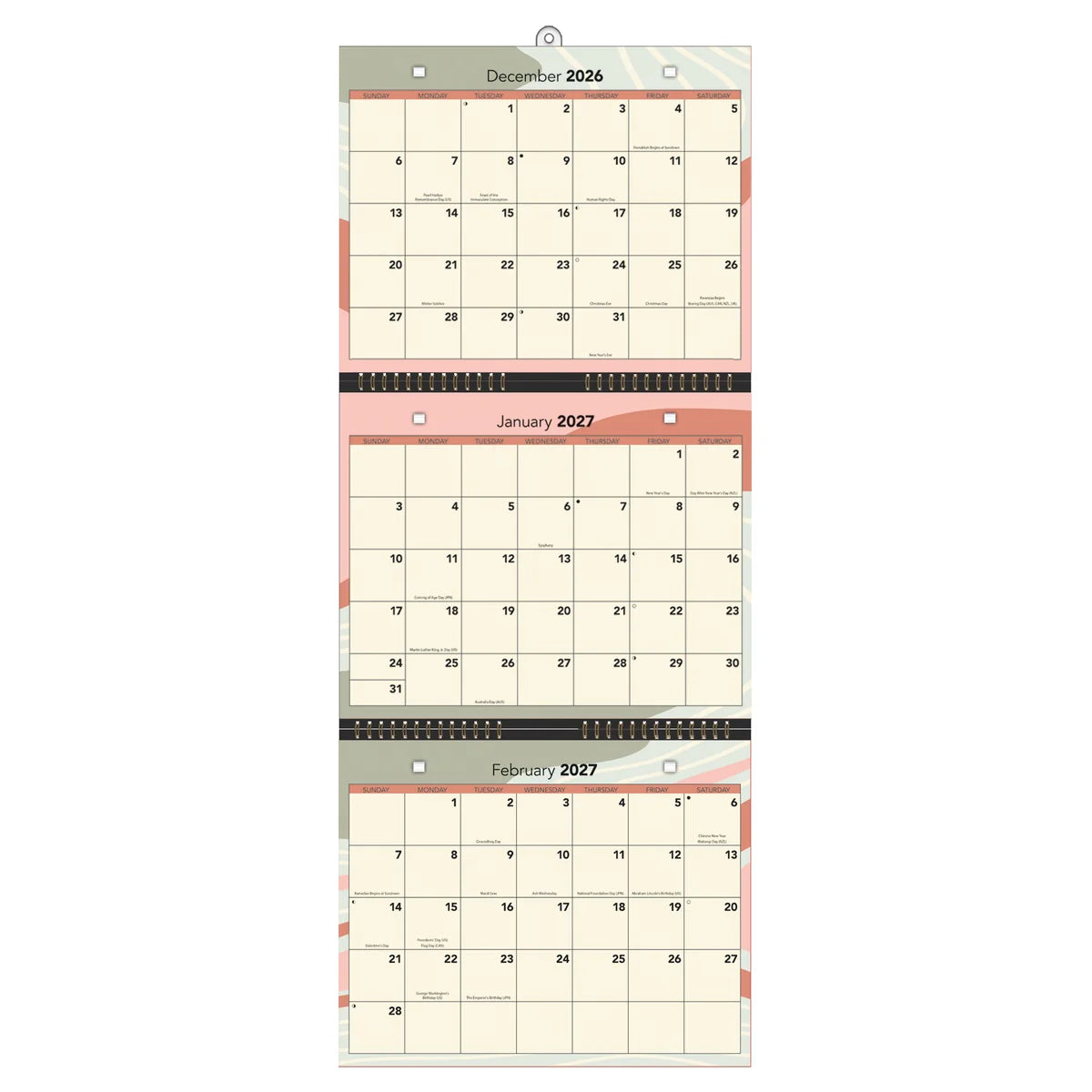 Wells St. 2027 Focused Tri View Calendar