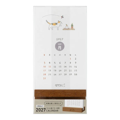 Midori 2027 Stand Desk Calendar Cats