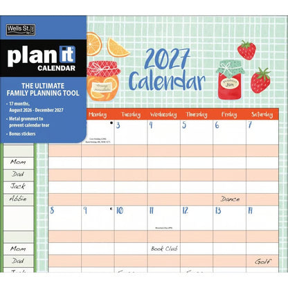 Wells St. 2027 Family Plan It Calendar