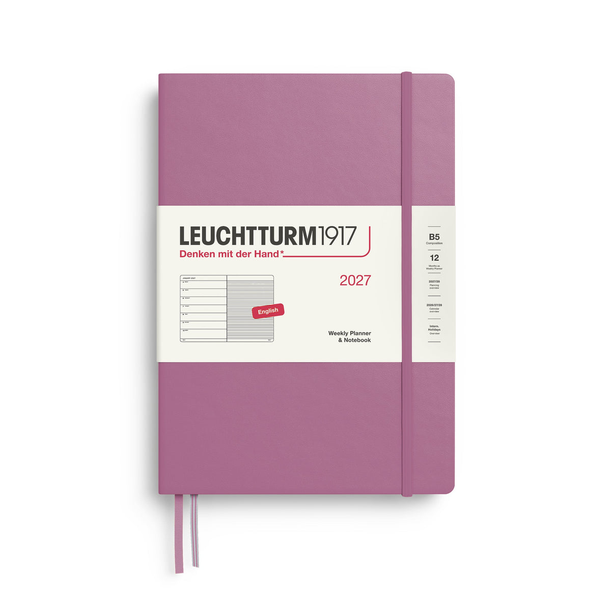 Leuchtturm 2027 Weekly Planner & Notebook - Composition (B5), Dusty Rose