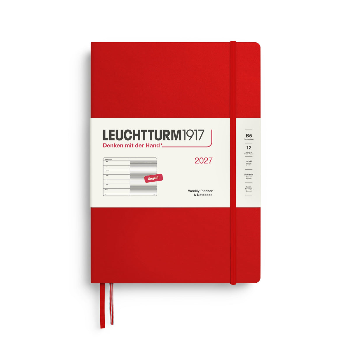 Leuchtturm 2027 Weekly Planner & Notebook - Composition (B5), Cherry