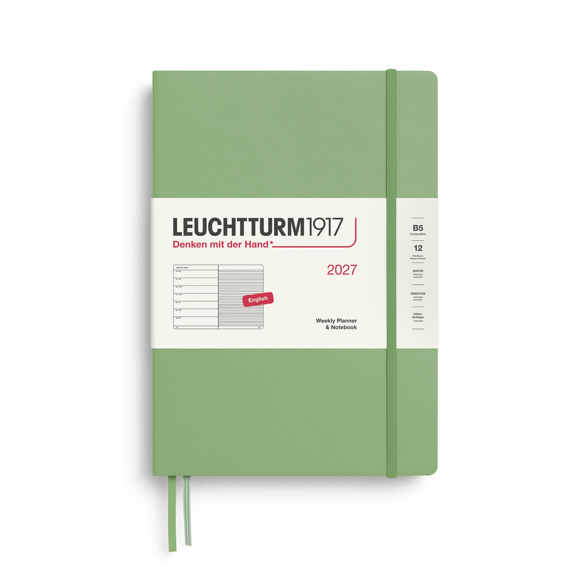 Leuchtturm 2027 Weekly Planner & Notebook - Composition (B5), Sage