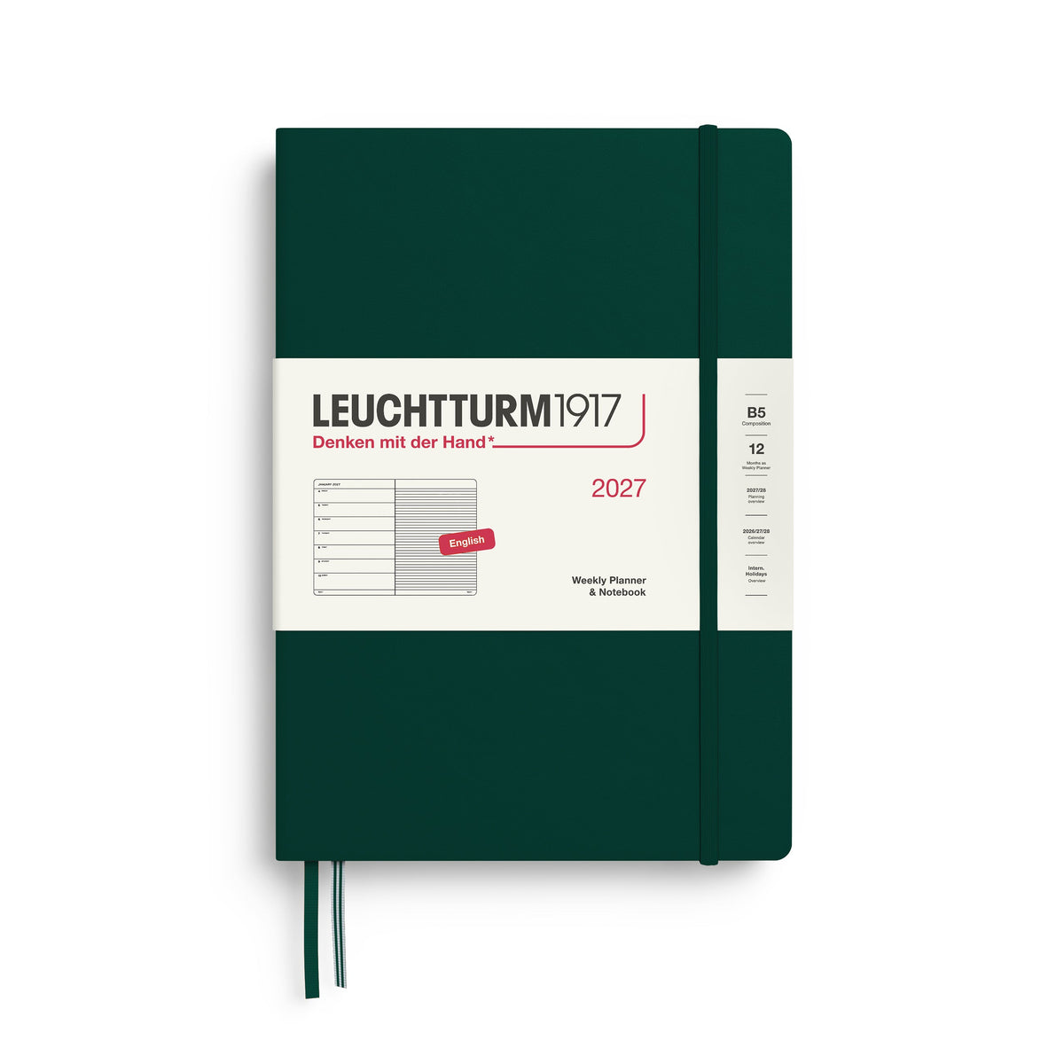 Leuchtturm 2027 Weekly Planner & Notebook - Composition (B5), Forest Green