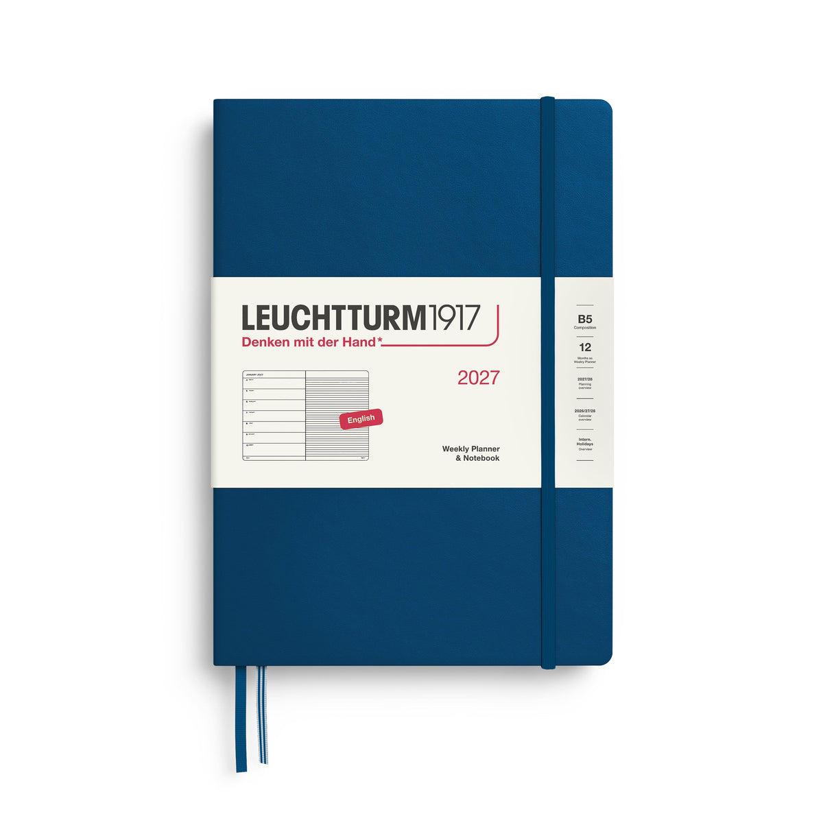 Leuchtturm 2027 Weekly Planner & Notebook - Composition (B5), Indigo