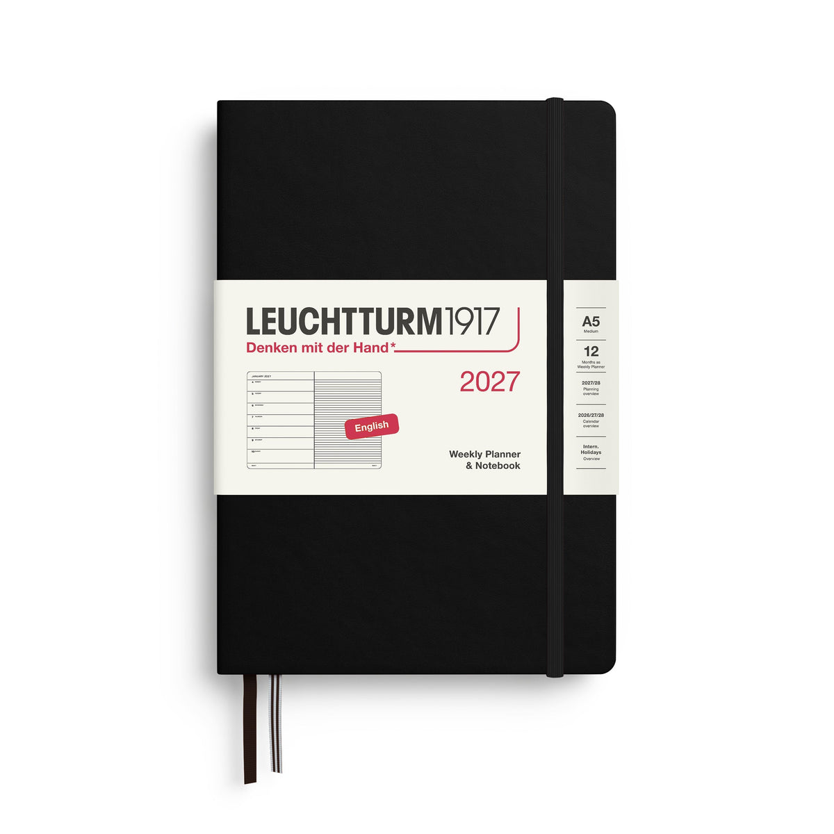 Leuchtturm 2027 Weekly Planner & Notebook - Medium (A5), Black