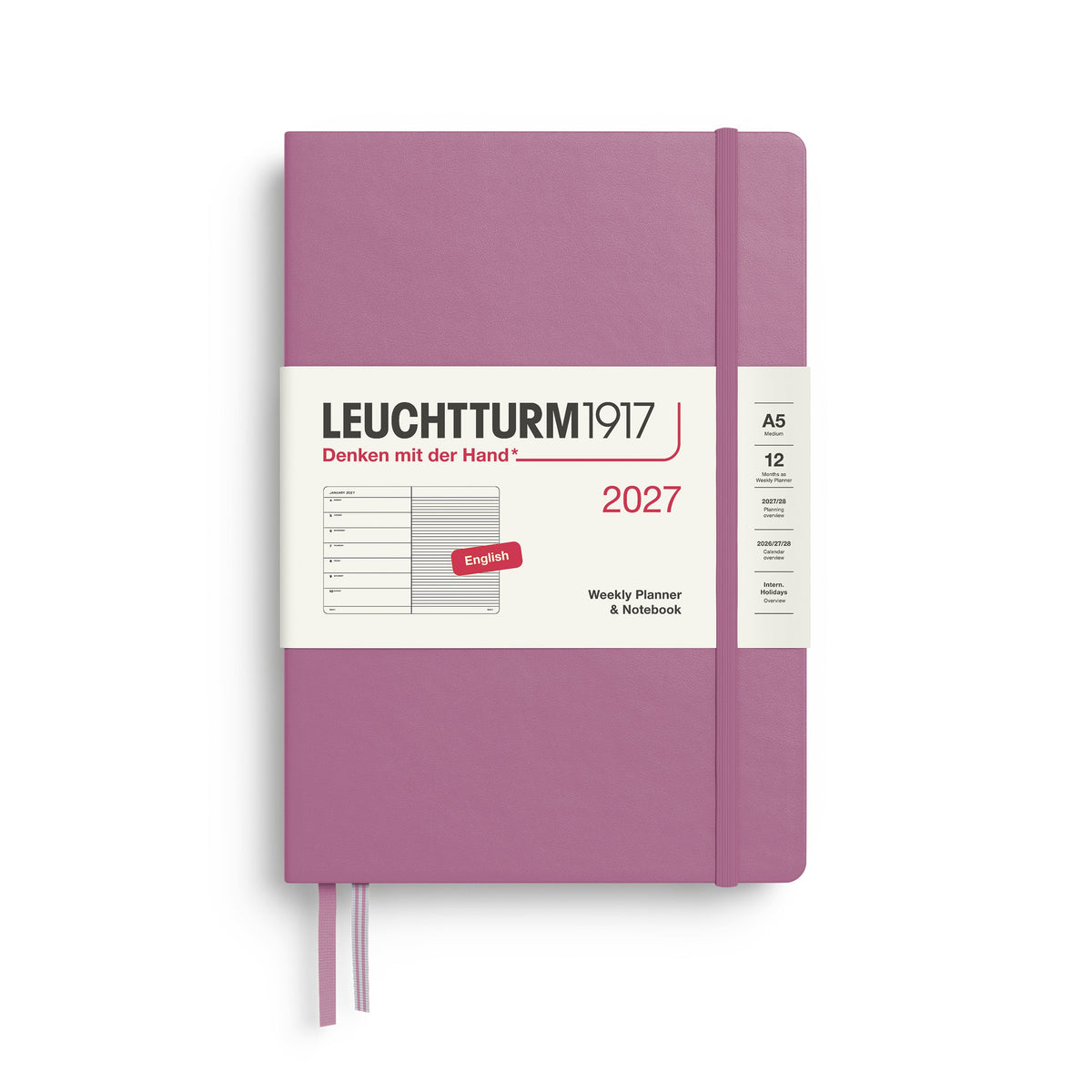 Leuchtturm 2027 Weekly Planner & Notebook - Medium (A5), Dusty Rose