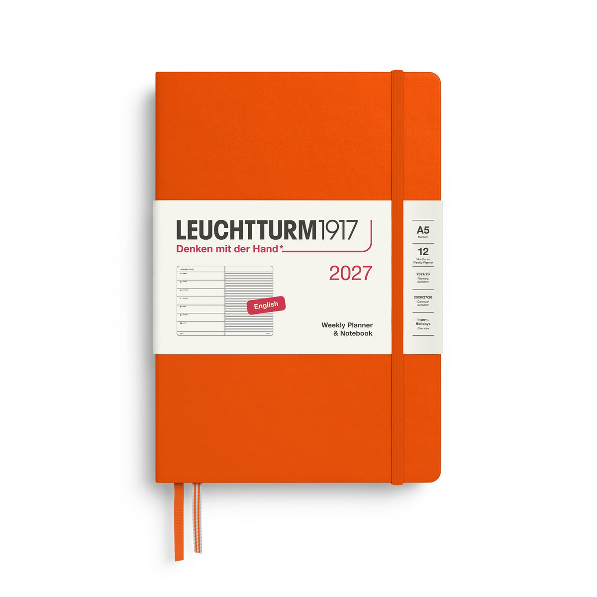Leuchtturm 2027 Weekly Planner & Notebook - Medium (A5), Pumpkin