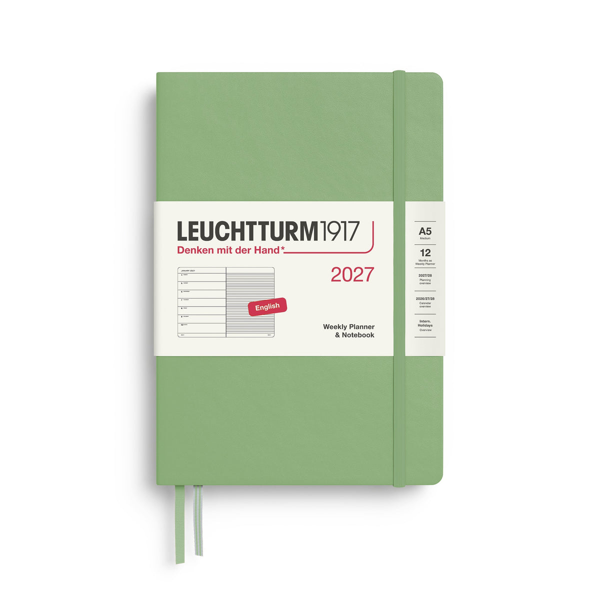 Leuchtturm 2027 Weekly Planner & Notebook - Medium (A5), Sage