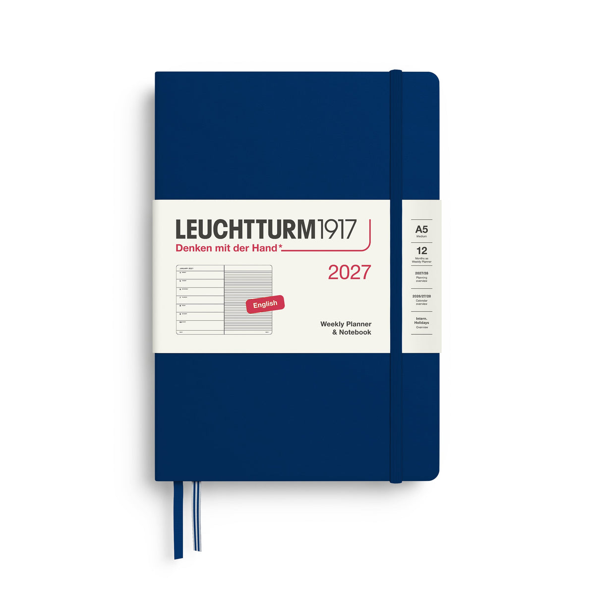 Leuchtturm 2027 Weekly Planner & Notebook - Medium (A5), Navy