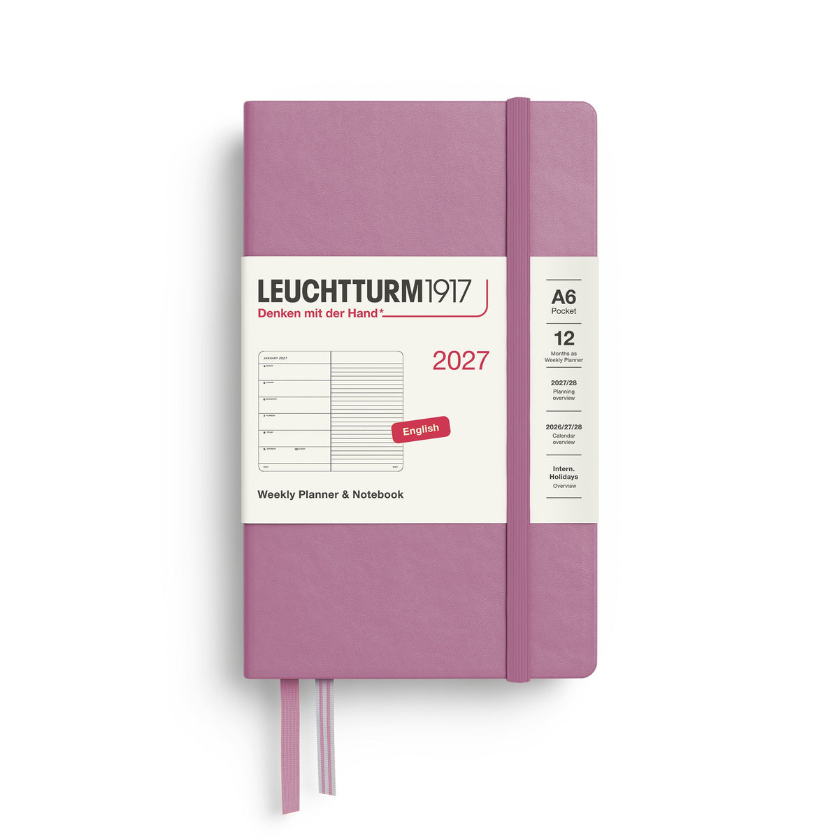 Leuchtturm 2027 Weekly Planner & Notebook - Pocket (A6), Dusty Rose