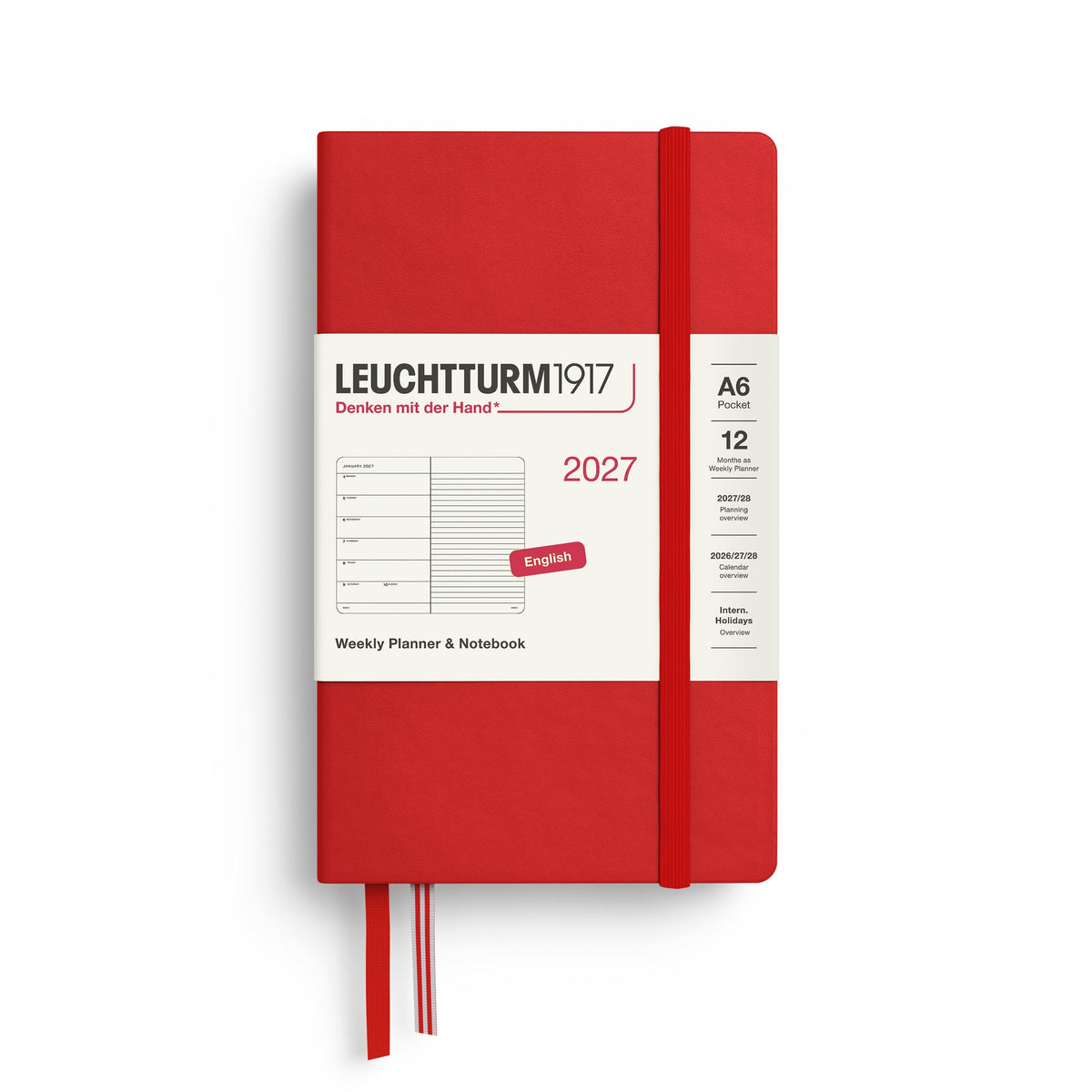 Leuchtturm 2027 Weekly Planner & Notebook - Pocket (A6), Cherry