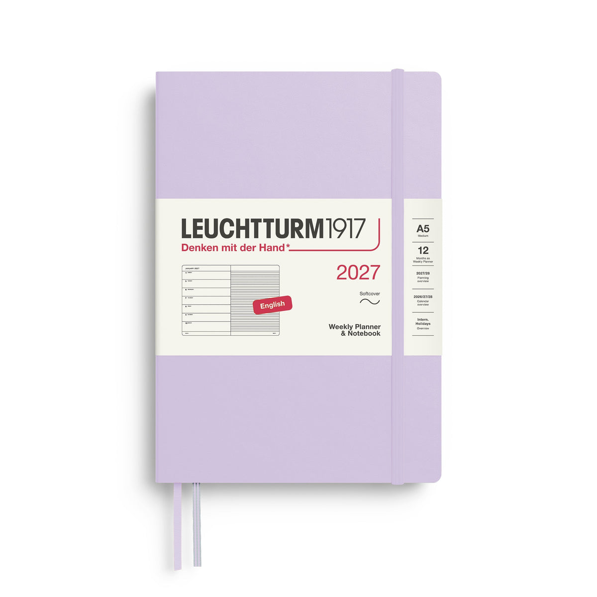 Leuchtturm 2027 Weekly Planner & Notebook, Softcover - Medium (A5), Lilac