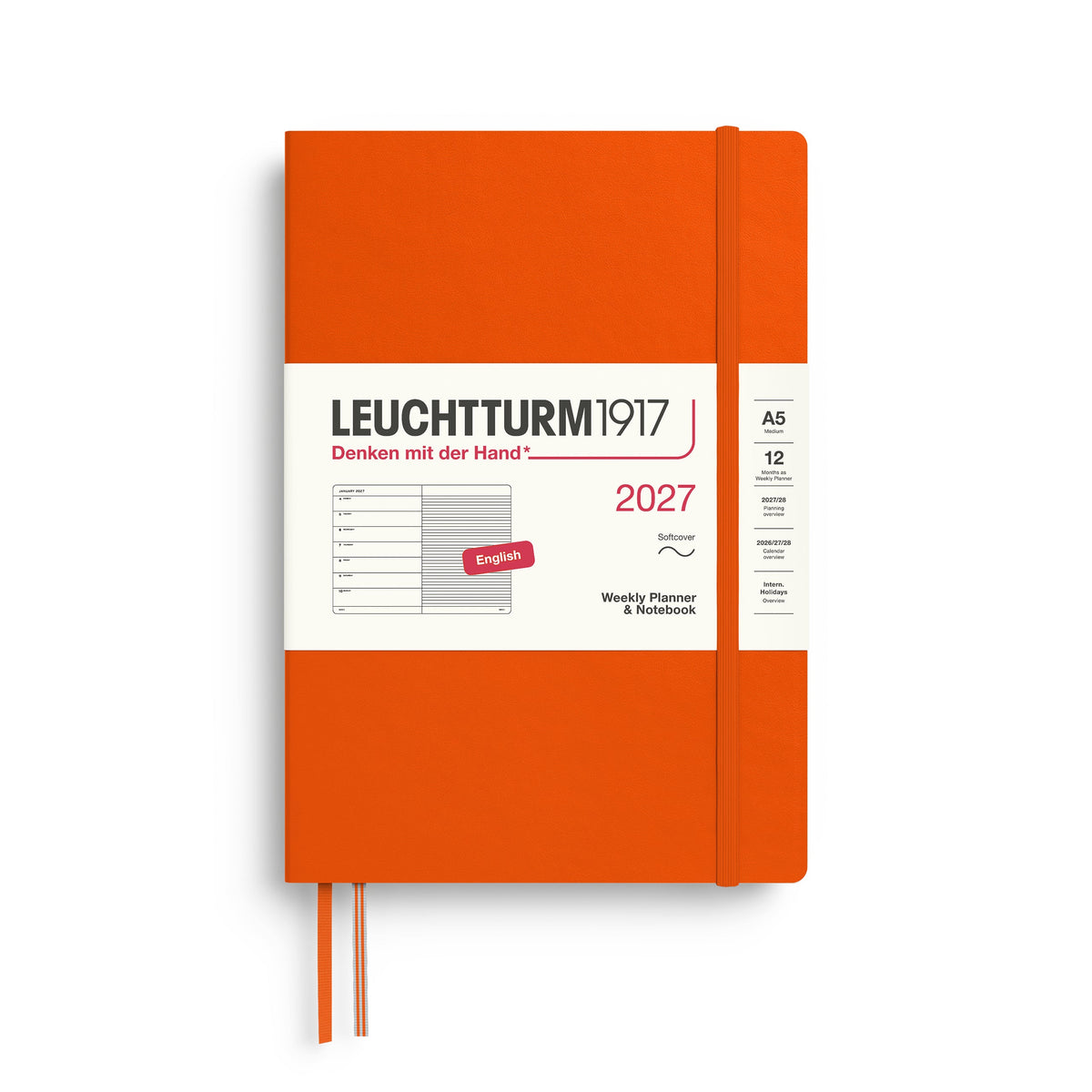 Leuchtturm 2027 Weekly Planner & Notebook, Softcover - Medium (A5), Pumpkin
