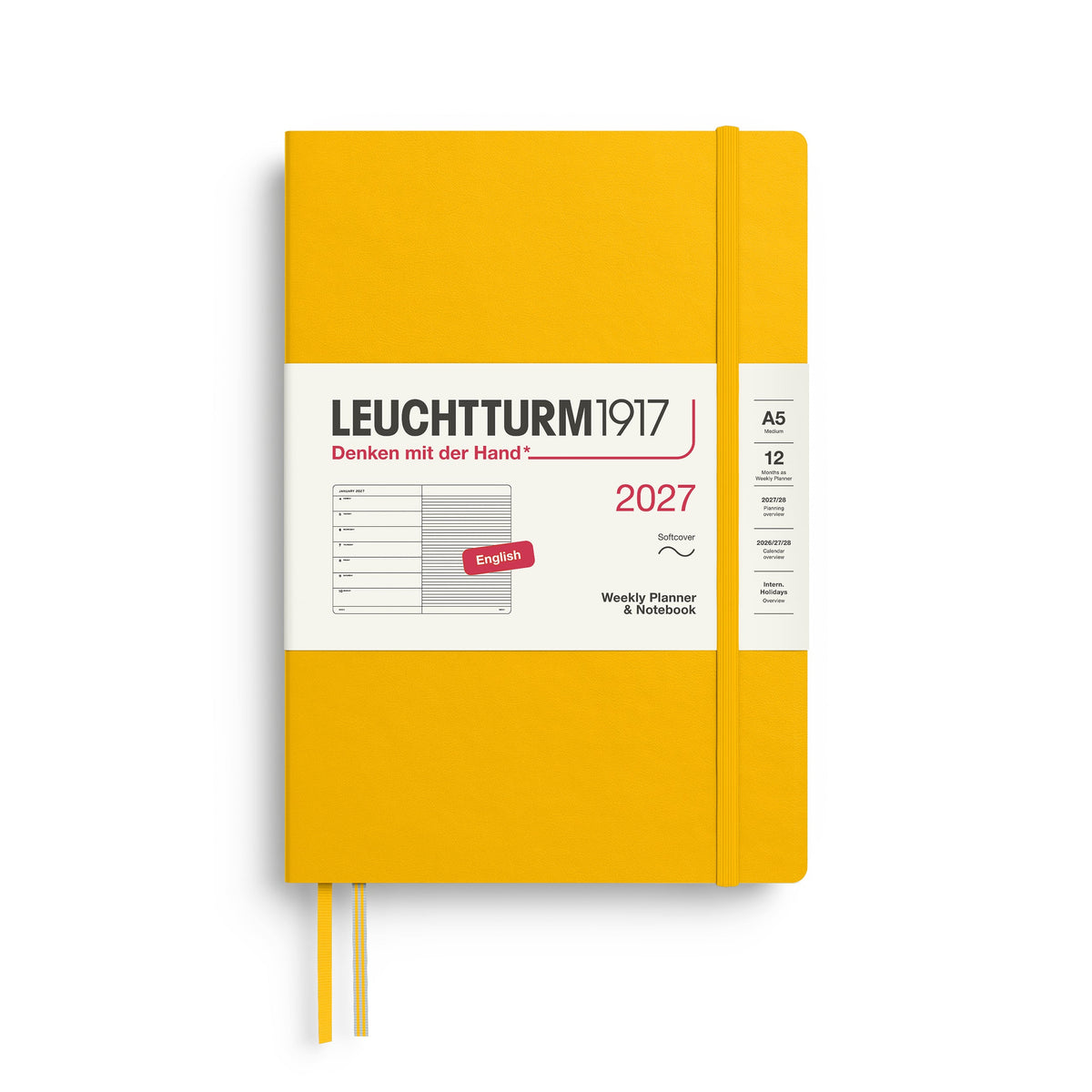 Leuchtturm 2027 Weekly Planner & Notebook, Softcover - Medium (A5), Sunflower
