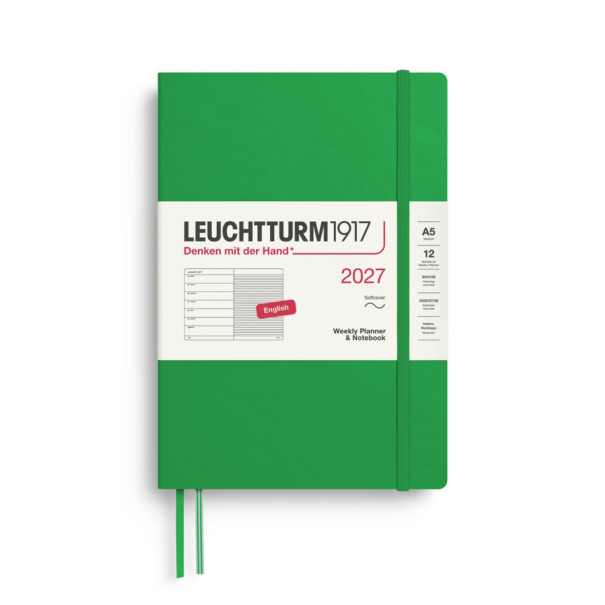 Leuchtturm 2027 Weekly Planner & Notebook, Softcover - Medium (A5), Spring Leaf