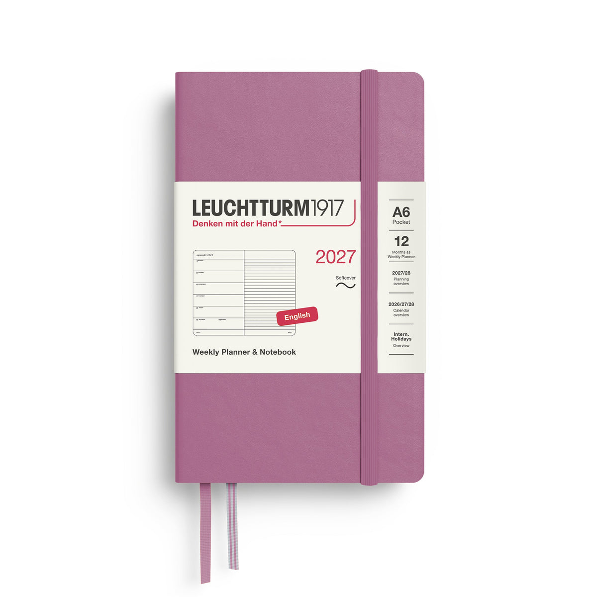 Leuchtturm 2027 Weekly Planner & Notebook, Softcover - Pocket (A6), Dusty Rose