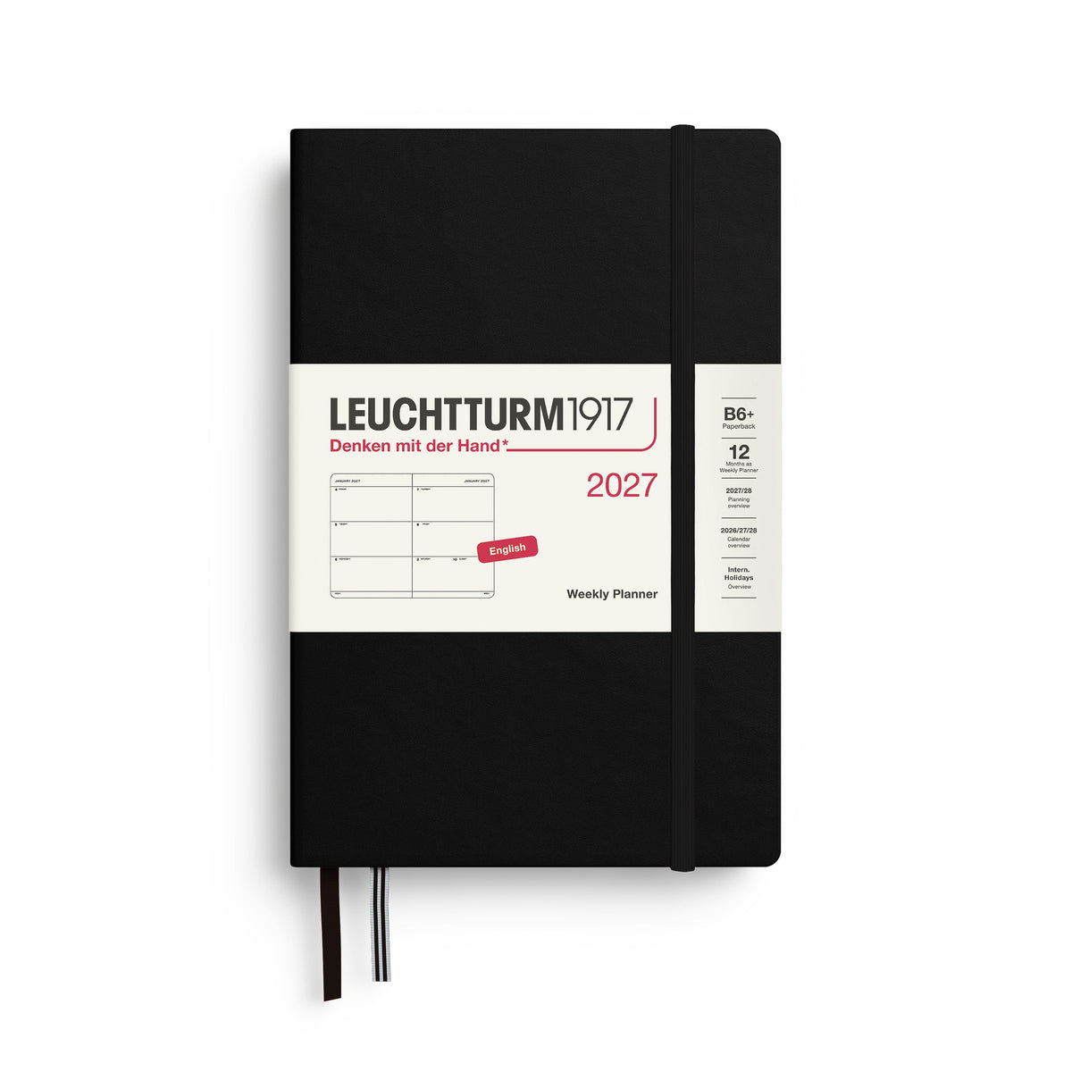 Leuchtturm 2027 Weekly Planner - Paperback (B6+), Black