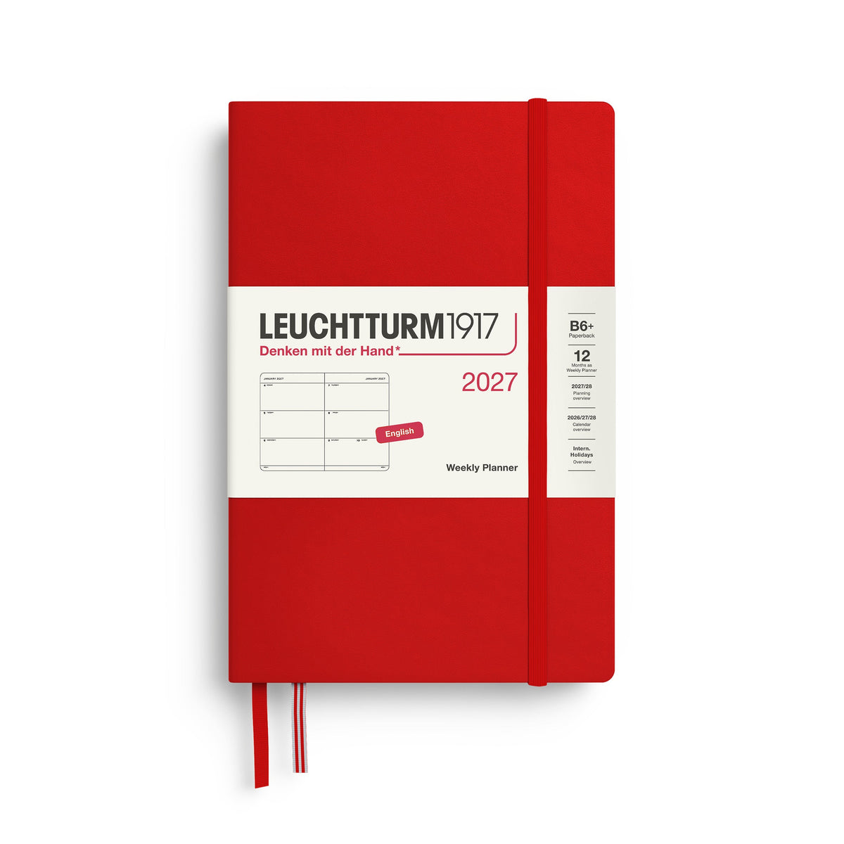 Leuchtturm 2027 Weekly Planner - Paperback (B6+), Cherry