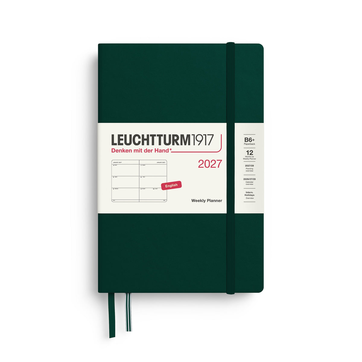 Leuchtturm 2027 Weekly Planner - Paperback (B6+), Forest Green