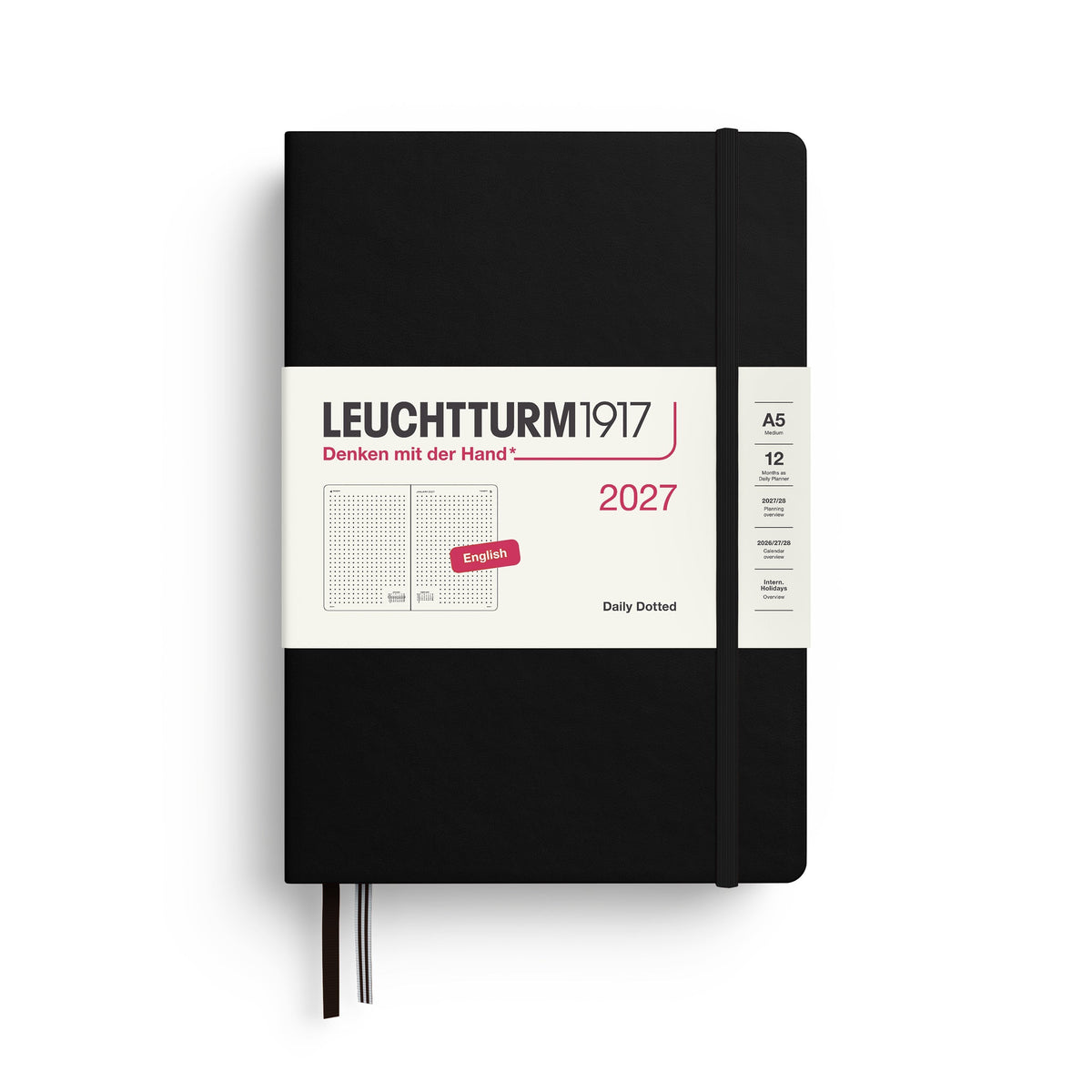 Leuchtturm 2027 Daily Planner, Dotted - Medium (A5) Black