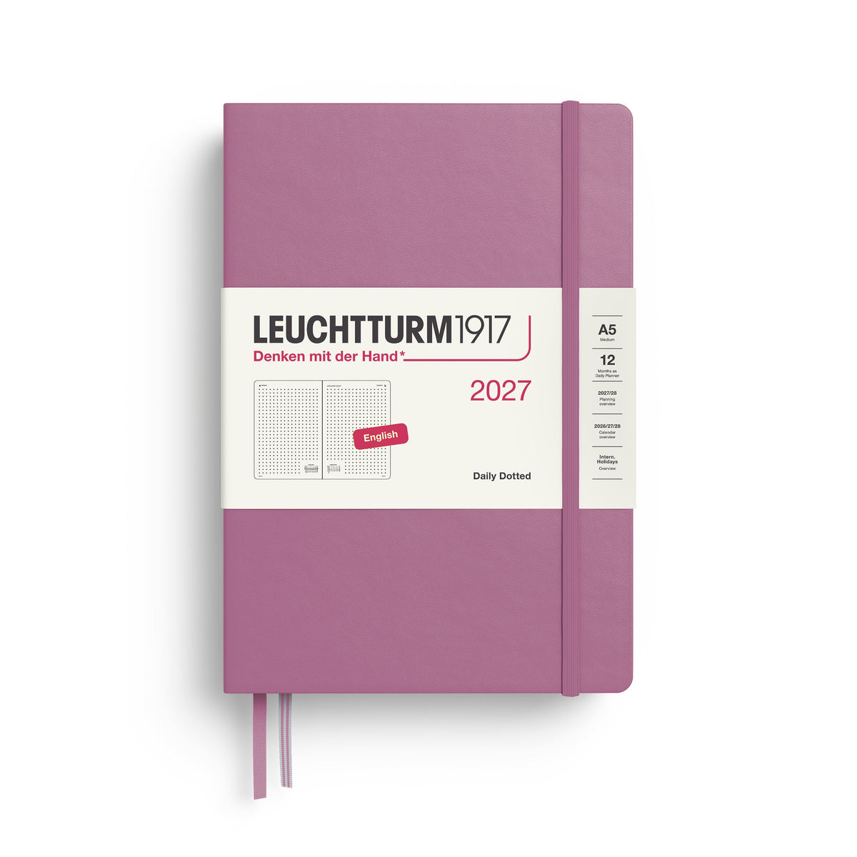 Leuchtturm 2027 Daily Planner, Dotted - Medium (A5), Dusty Rose
