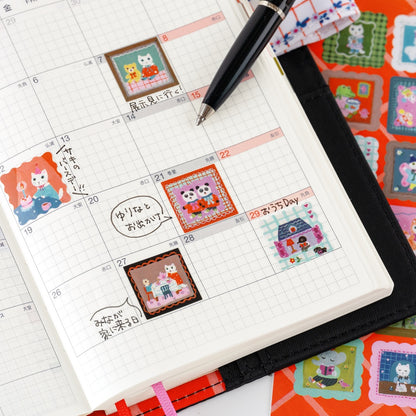 Yumi Kitagishi Stickers: Daily Life of White Cat - Hobonichi Techo