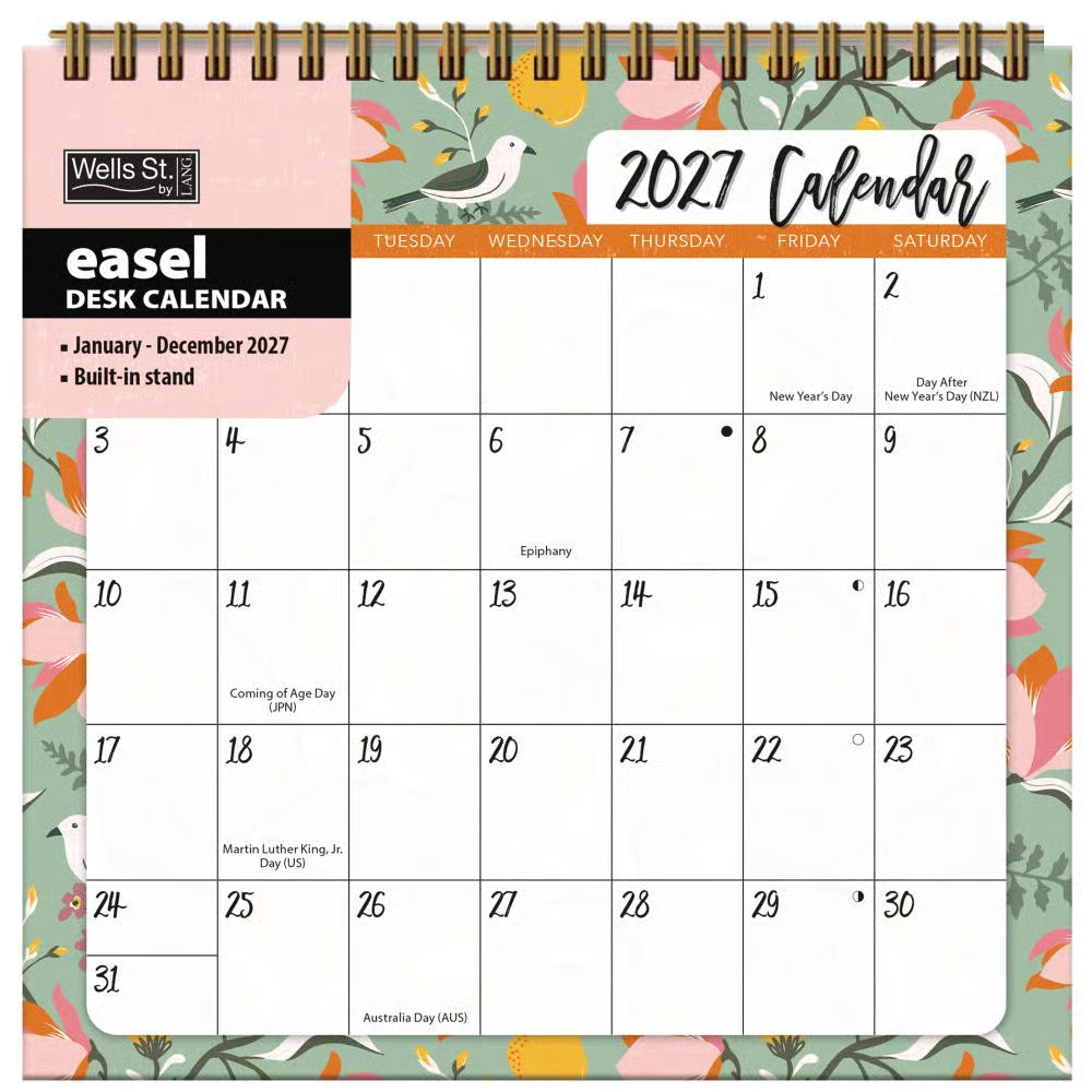 Wells St. 2027 Mini Easel Desk Calendar