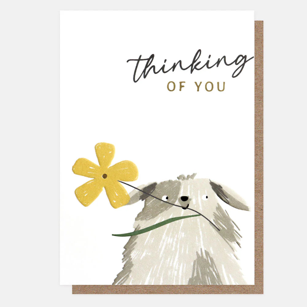 Thinking of You Flower Dog - Caroline Gardner Greeting Card