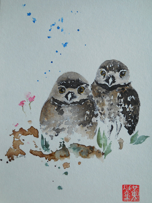 Art by Richard Wong - Endangered Burrowing Owls Card