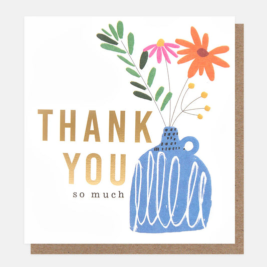 Thank You Blue Vase - Caroline Gardner Greeting Card