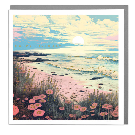 Happy Birthday Beach - Lola Design Greeting Card