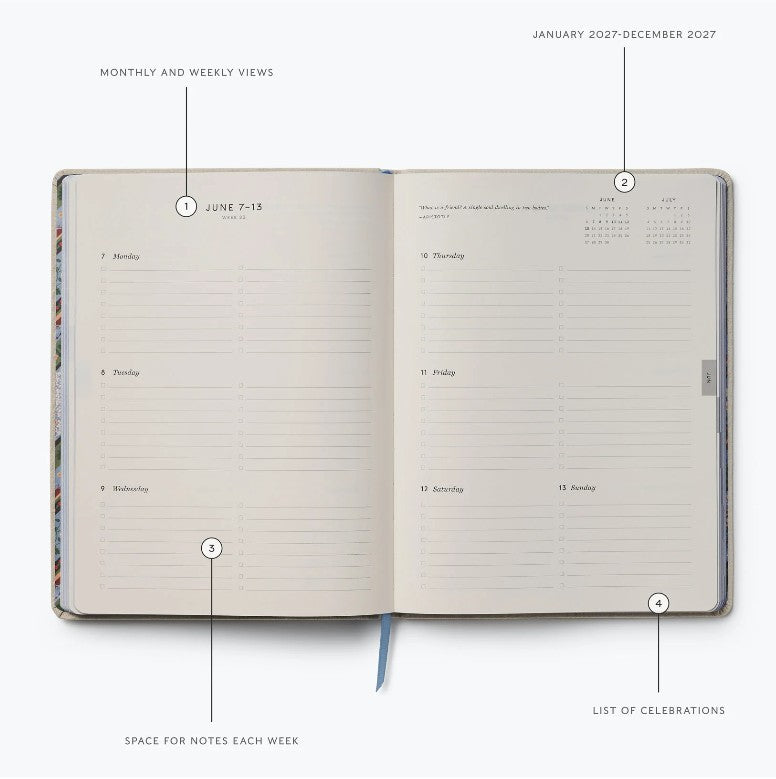 Rifle Paper Co. 2027 Heritage Sampler Embroidered Bookbound Weekly Planner
