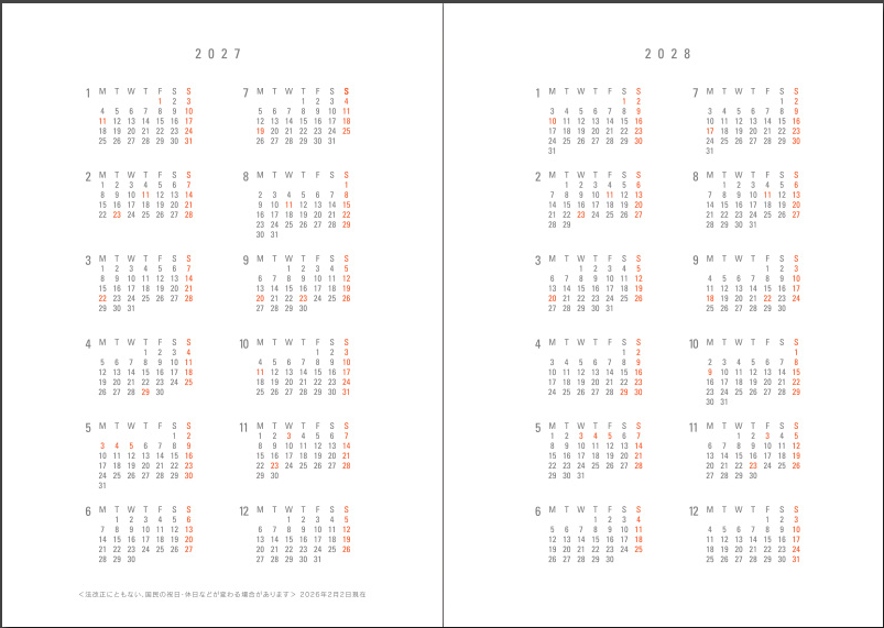 Midori 2027 Flat Diary