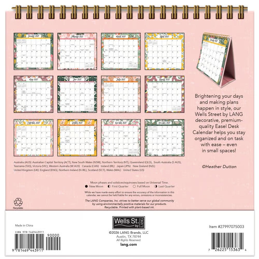 Wells St. 2027 Mini Easel Desk Calendar