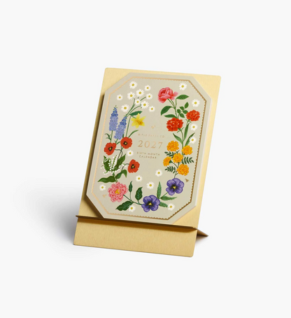 Rifle Paper Co. 2027 Birth Month Brass Easel Desk Calendar