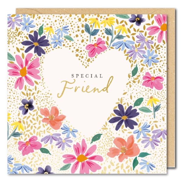 Heart & Flowers Friend Birthday - Paperlink Greeting Card