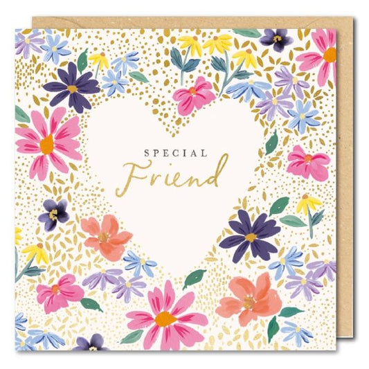 Heart & Flowers Friend Birthday - Paperlink Greeting Card
