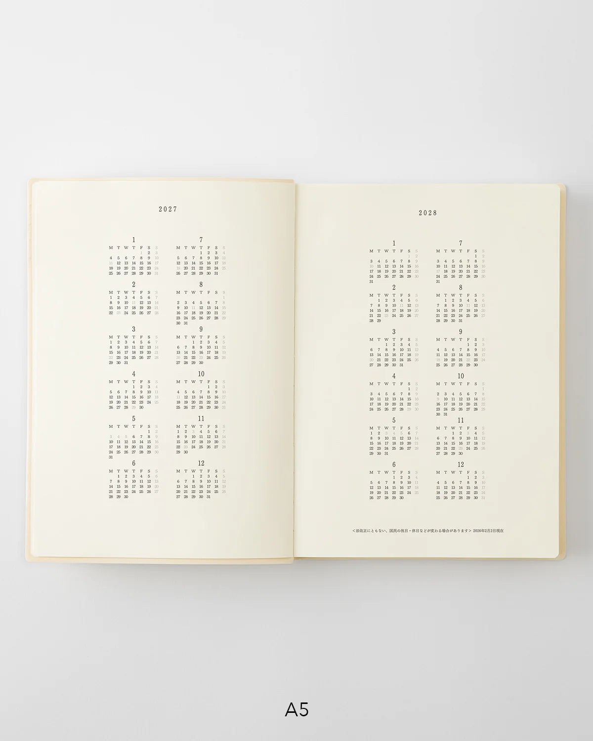 Midori 2027 Notebook Diary Monthly Block + 1 Day 1 Page
