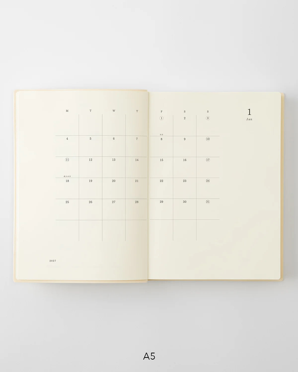 Midori 2027 Notebook Diary Monthly Block + 1 Day 1 Page