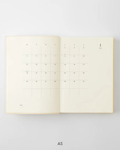 Midori 2027 Notebook Diary Monthly Block + 1 Day 1 Page