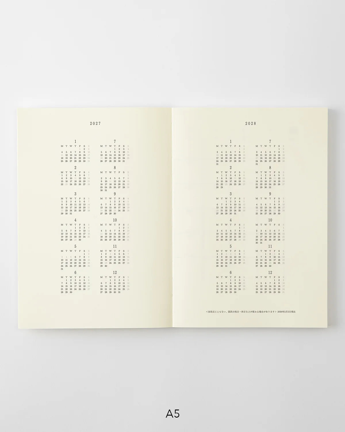 Midori 2027 Notebook Diary Monthly Block + Memo